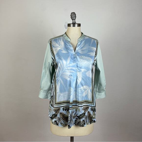 Le Sarte Pettegola Leaf Patterned Popover Shirt - Picture 1 of 9
